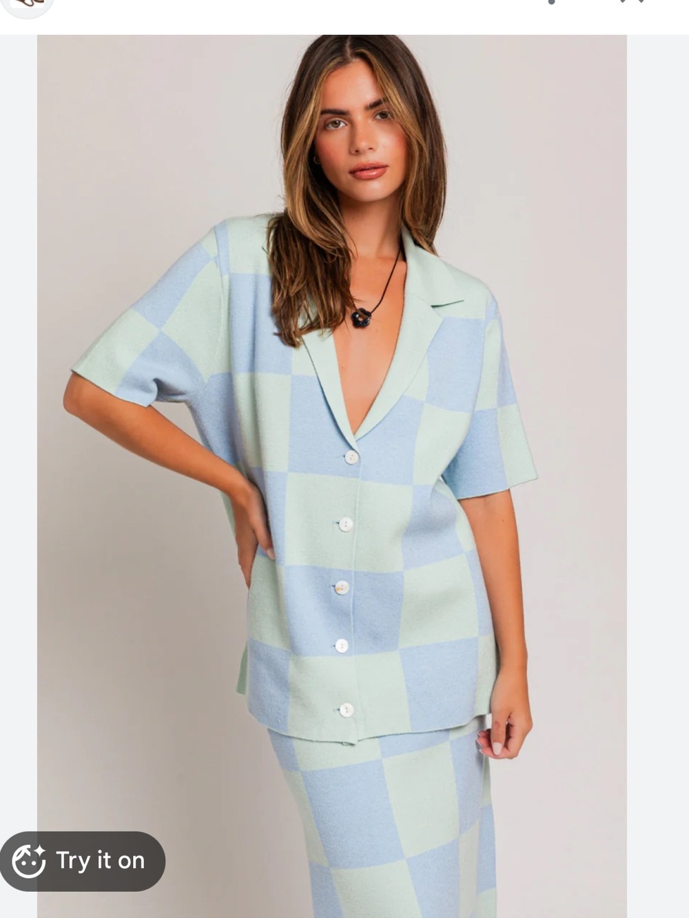 LeLis Light Blue & Mint Knit Collared Top